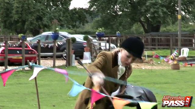 Naughty blonde showing her ass