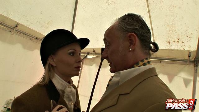 Naughty blonde showing her ass