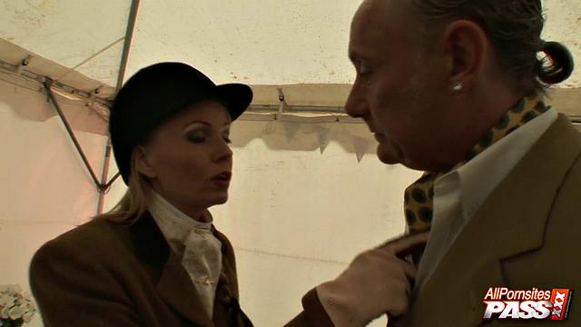 Naughty blonde showing her ass