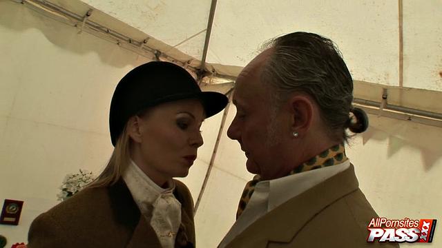 Naughty blonde showing her ass