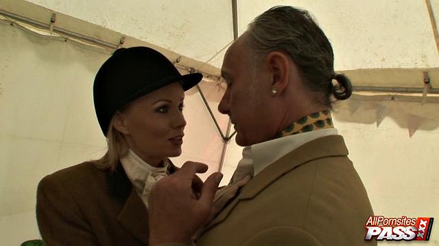 Naughty blonde showing her ass