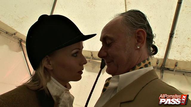 Naughty blonde showing her ass