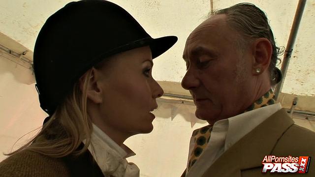 Naughty blonde showing her ass