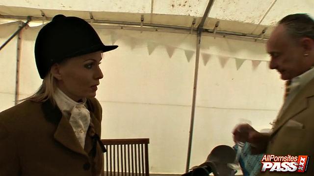 Naughty blonde showing her ass