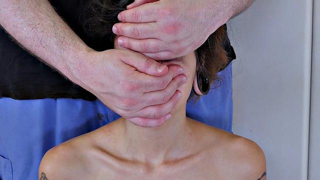 Watch as kinky sub gets her face fucked while bound and humiliated