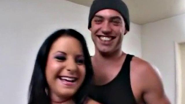 Busty brunette takes cock deep in pussy