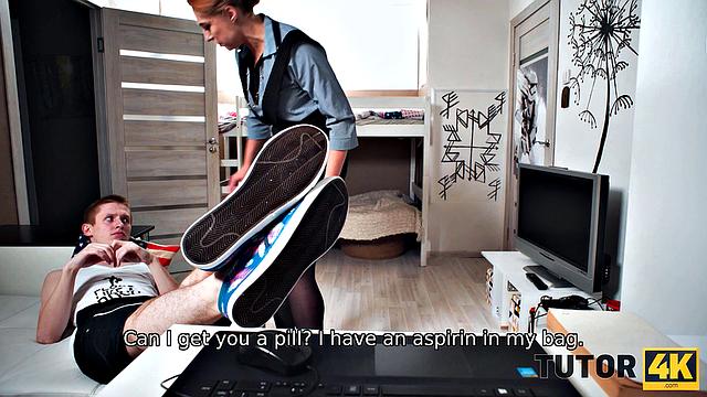 TUTOR4K. Tutor in stockings nailed in amazing poses