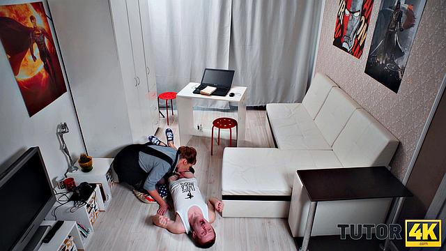 TUTOR4K. Tutor in stockings nailed in amazing poses