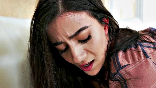 Naughty blonde teen enjoys sucking and riding in a hot threesome