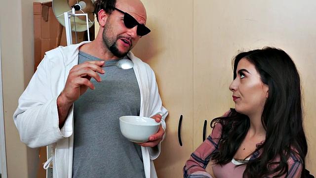 Naughty blonde teen enjoys sucking and riding in a hot threesome