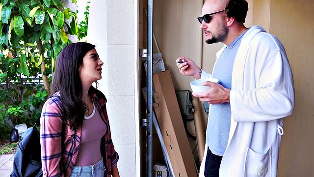 Naughty blonde teen enjoys sucking and riding in a hot threesome