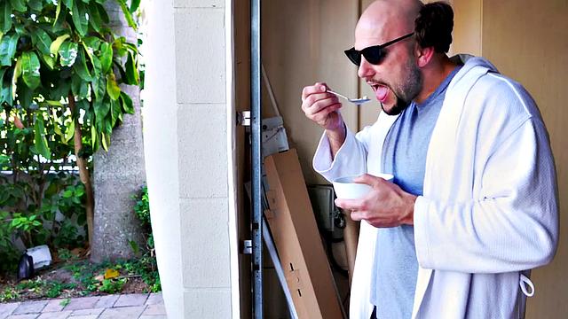 Naughty blonde teen enjoys sucking and riding in a hot threesome