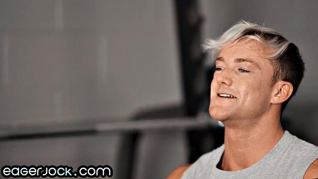 Athletic jock solo jerking off