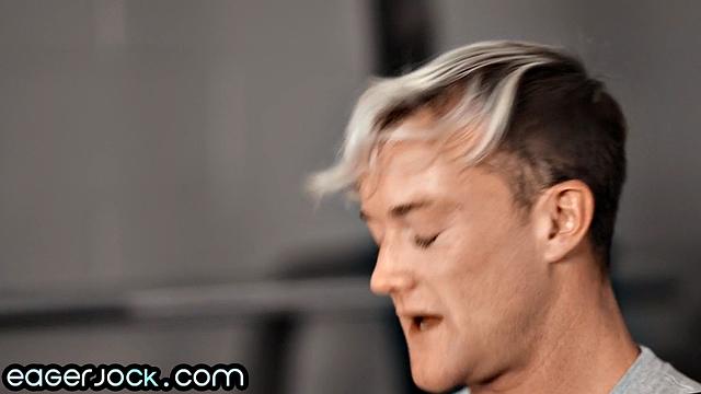 Athletic jock solo jerking off