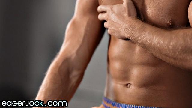 Athletic jock solo jerking off