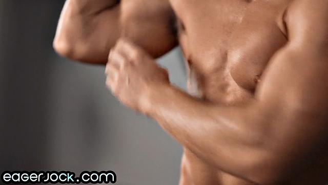 Athletic jock solo jerking off