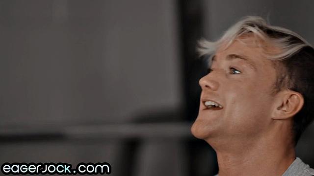 Athletic jock solo jerking off