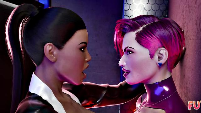 Futa3dX - Futa Brunette Gets Hot & Horny At The Gloryhole They Start Fucking