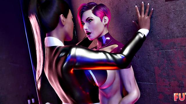 Futa3dX - Futa Brunette Gets Hot & Horny At The Gloryhole They Start Fucking