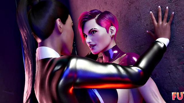 Futa3dX - Futa Brunette Gets Hot & Horny At The Gloryhole They Start Fucking