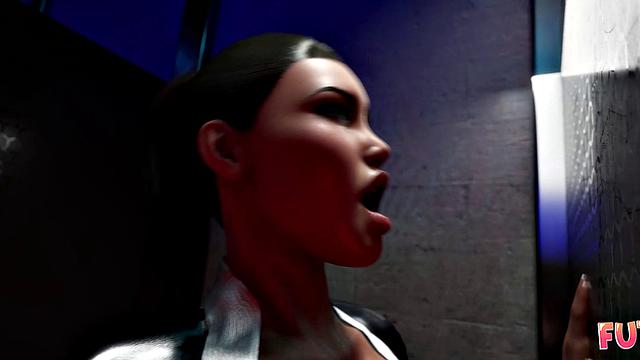 Futa3dX - Futa Brunette Gets Hot & Horny At The Gloryhole They Start Fucking