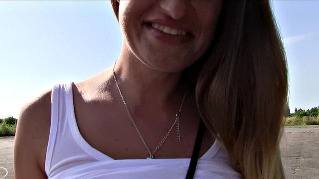 Sunshine Babe with huge tits bouncing while getting fucked outdoors