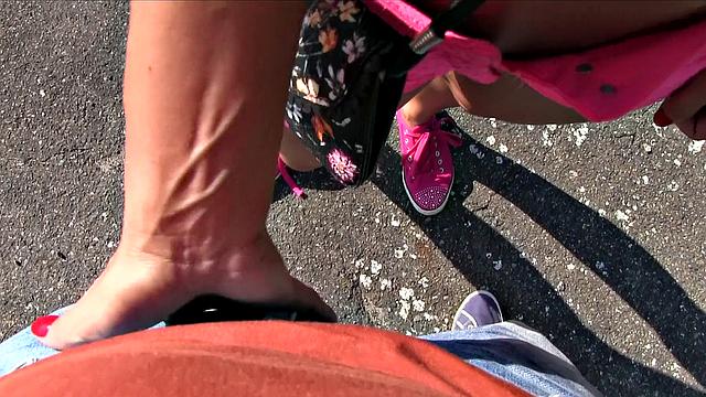 Sunshine Babe with huge tits bouncing while getting fucked outdoors