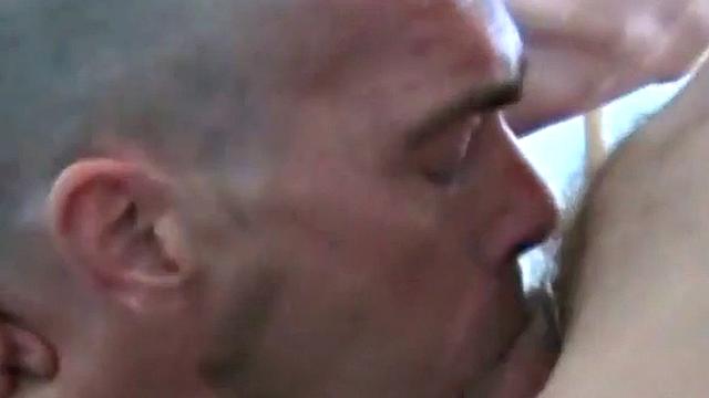 German gay in leather pants assfisted in fisting 3some