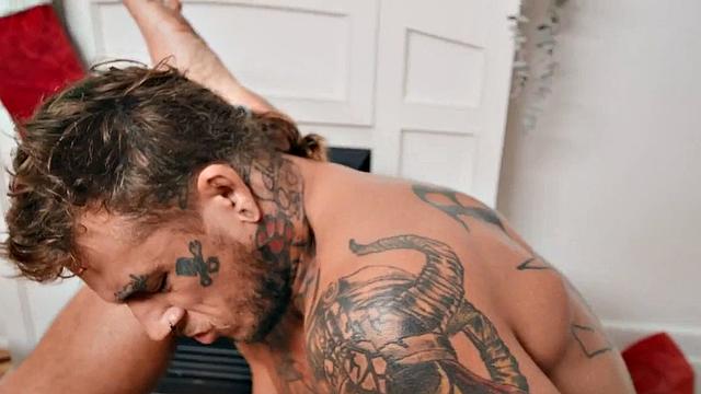 Toying stud gets his cock sucked by BF before barebacking