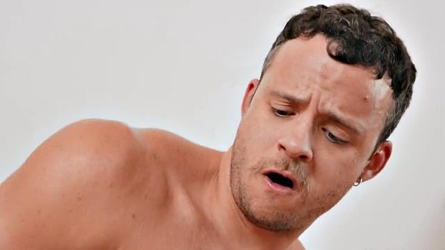 Toying stud gets his cock sucked by BF before barebacking