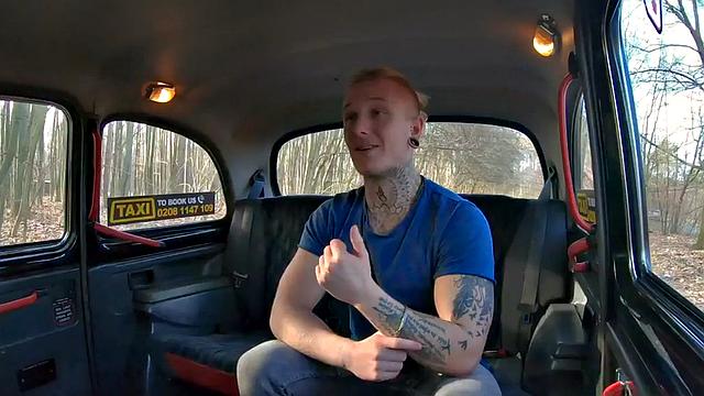 Big-titted cab babe doggystyled and finger-fucked by client