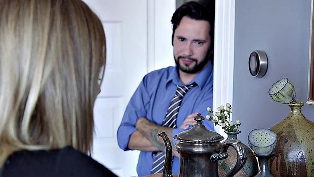 Bondage sub fucked while licking pussy in bdsm threesome