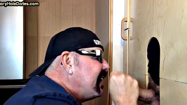 Gloryhole amateur DILF barebacked after BJ in action