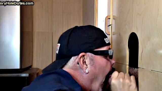 Gloryhole amateur DILF barebacked after BJ in action
