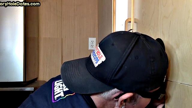 Gloryhole amateur DILF barebacked after BJ in action