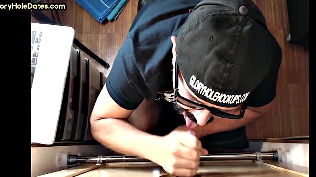 Gloryhole amateur DILF barebacked after BJ in action