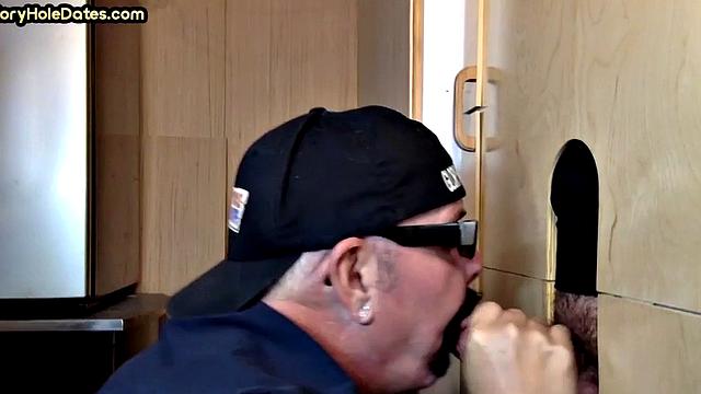 Gloryhole amateur DILF barebacked after BJ in action