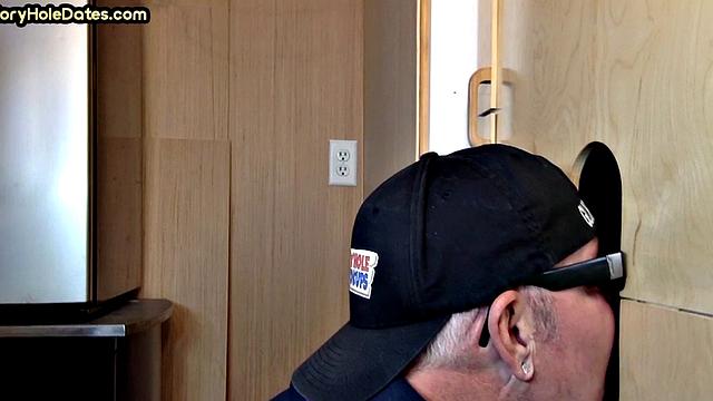 Gloryhole amateur DILF barebacked after BJ in action