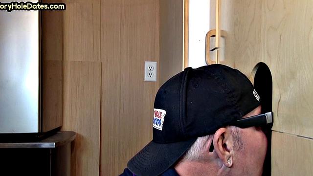 Gloryhole amateur DILF barebacked after BJ in action