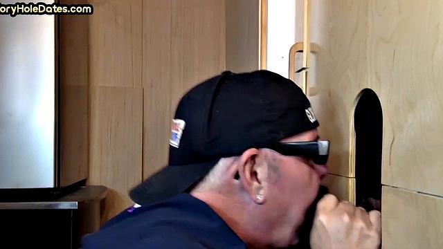 Gloryhole amateur DILF barebacked after BJ in action