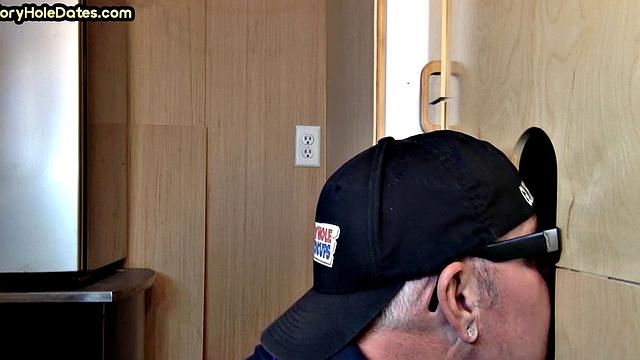 Gloryhole amateur DILF barebacked after BJ in action