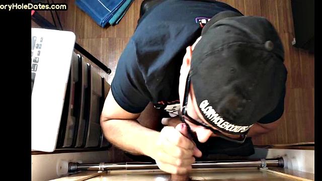 Gloryhole amateur DILF barebacked after BJ in action