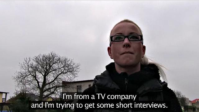 Blonde with glasses gets her mind blown by work fantasies and fucking outdoors