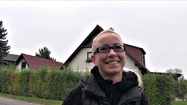 Blonde with glasses gets her mind blown by work fantasies and fucking outdoors