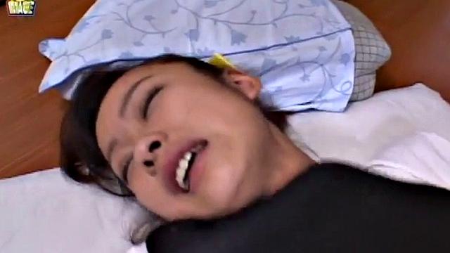 Doggystyled Japanese teen gets wet with finger.