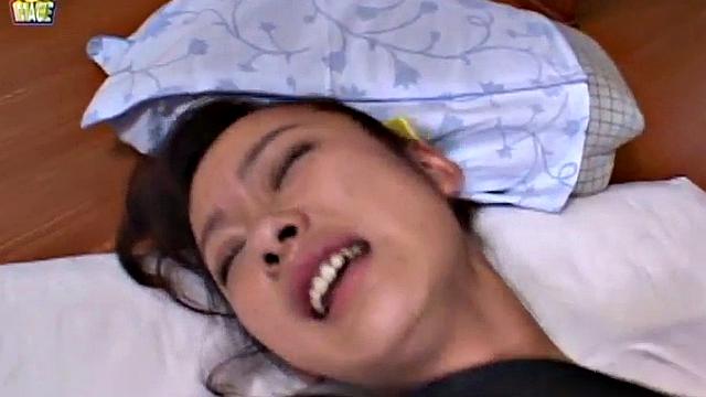 Doggystyled Japanese teen gets wet with finger.