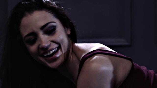 Horny brunette deepthroats and rides hard in cowgirl pose