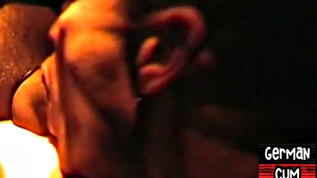 Gloryhole German stud sucks cock in closeup for facial