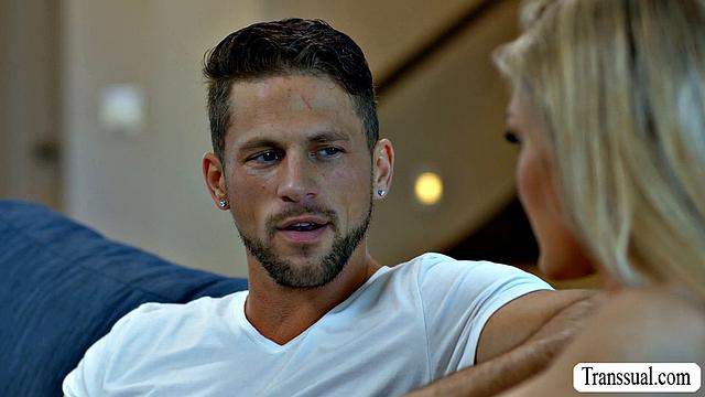 Shemale gets bareback fucked so hard