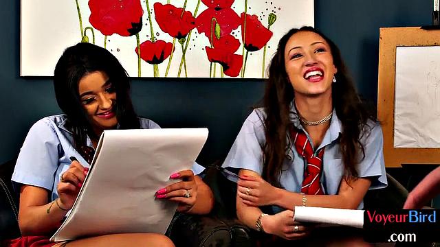 British college voyeurs in uniform seduce wanker